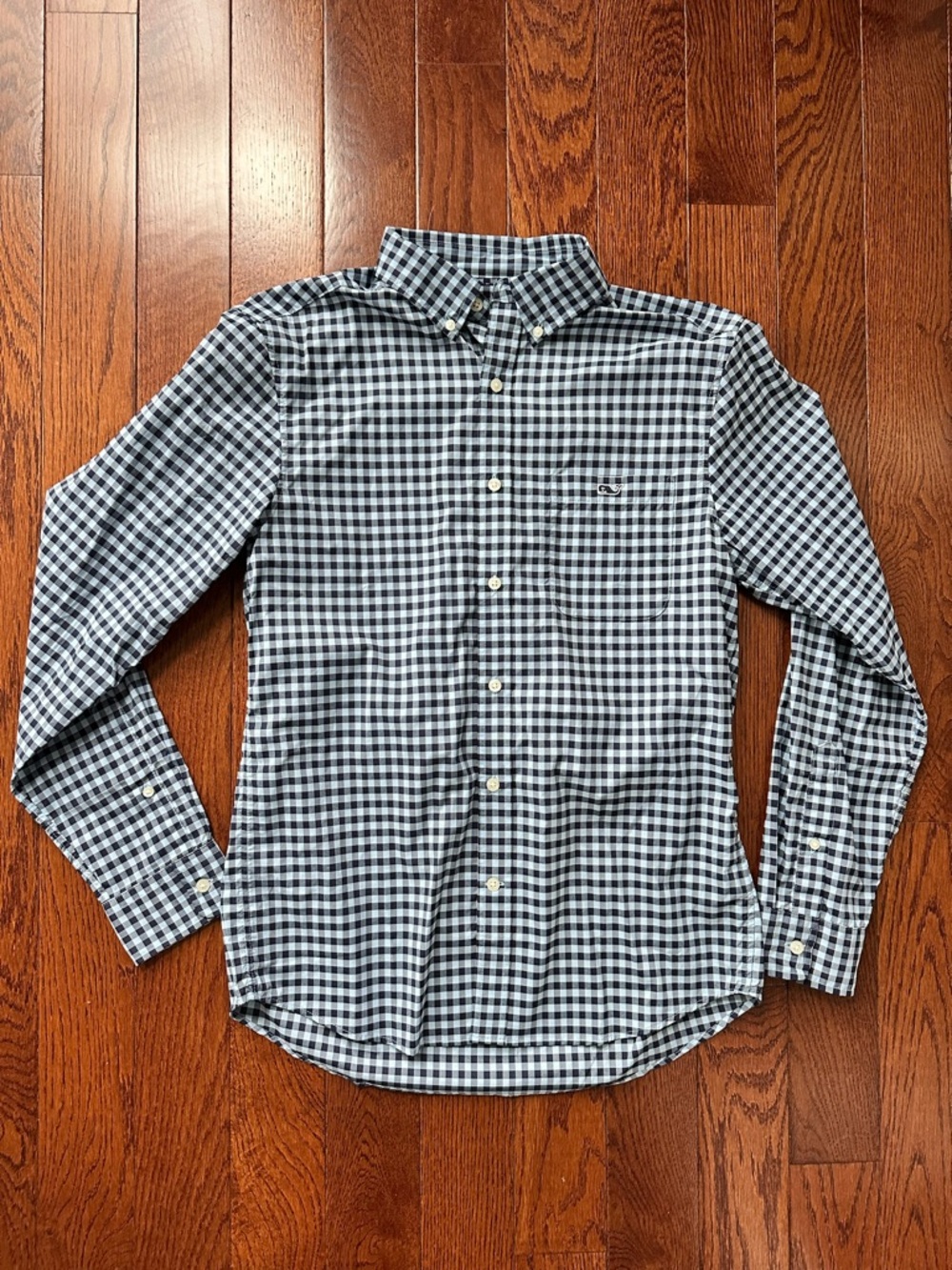 Vineyard Vines Navy and White Gingham Button-Down Shirt